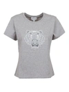 KENZO TIGER EMBROIDERY T-SHIRT IN GREY
