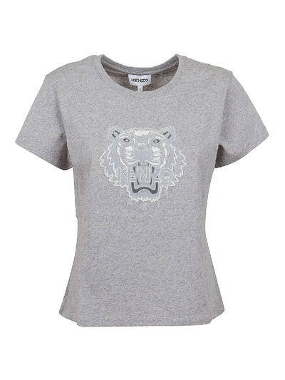 Kenzo Tiger Embroidery T-shirt In Grey In Light Grey