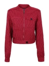 KENZO STRIPED CROPPED JACKET IN FUCHSIA