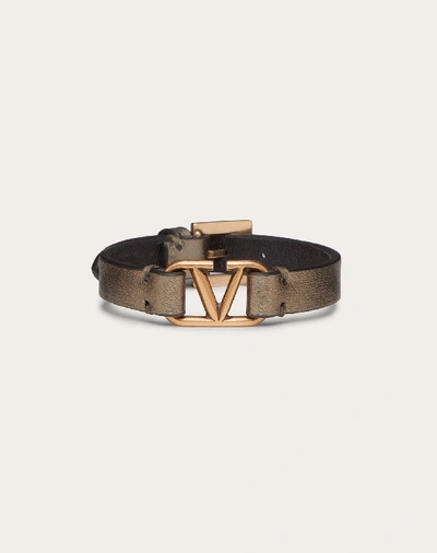 Valentino Garavani Armband Vlogo Signature Aus Metallic-nappaleder Damen  Stein Lammleder 100% Onesiz In Brown | ModeSens