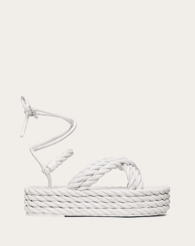 Valentino Garavani Flatform-sandalen The Rope Aus Nappaleder Damen Optic White 100% Lammleder 40
