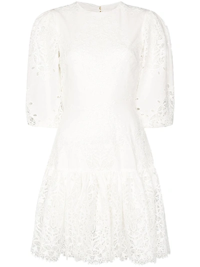 Borgo De Nor Tabitha White Lace-panelled Mini Dress