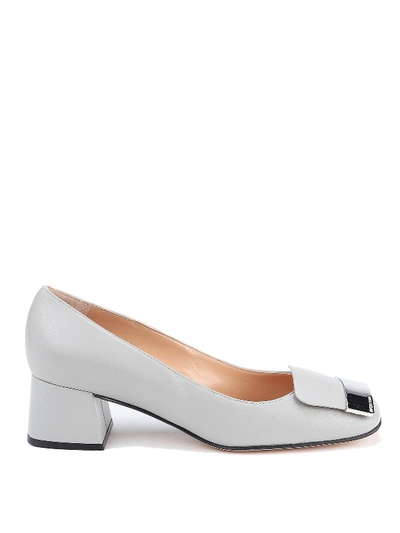 Sergio Rossi Leather Pumps In Grey In Light Grey