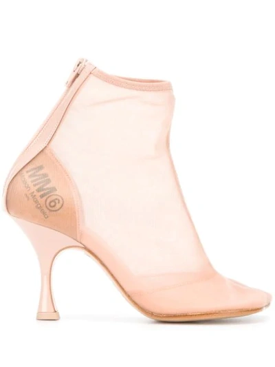 Mm6 Maison Margiela Square-toe Mesh Ankle Boots In Sand