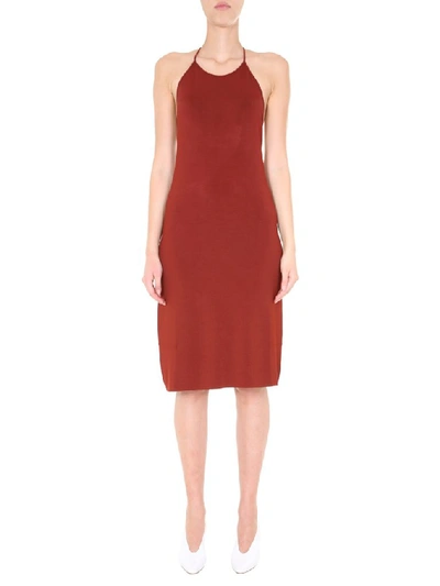 Bottega Veneta Knot-detail Round Neck Mini Dress In Red