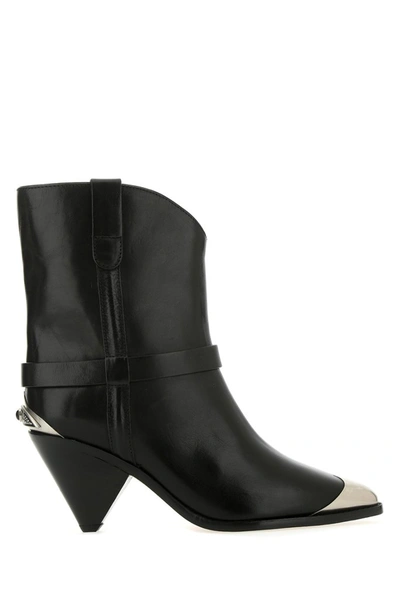 Isabel Marant Lamsy Embellished Leather Ankle Boots In Black