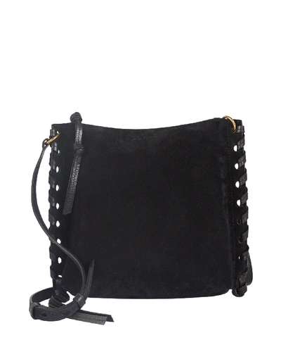 Isabel Marant Irope Leather-trimmed Suede Shoulder Bag In Black