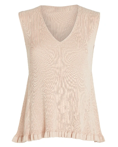 Adeam Ruffled V-neck Knit Top In Pink