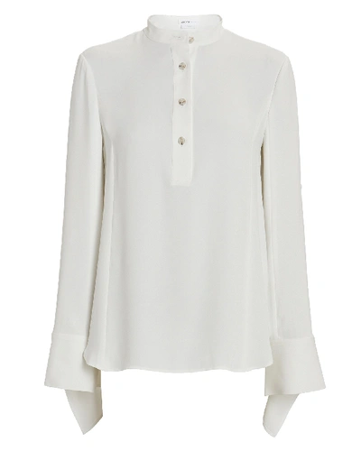 Adeam Voyage Ruffled Long Sleeve Crepe Blouse In White