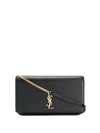 Saint Laurent Ysl Monogram Phone Holder Shoulder Bag In Black