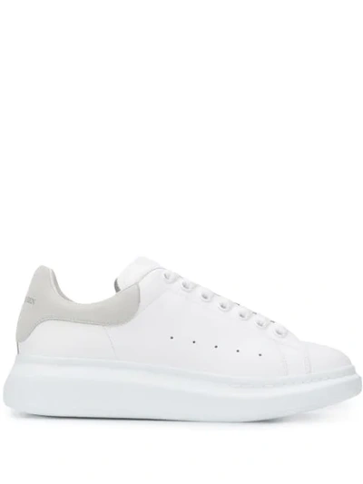 Alexander Mcqueen Exaggerated-sole Suede-trimmed Leather Sneakers In White
