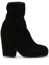 Random Identities Sock-effect Block Heel Boots In Black