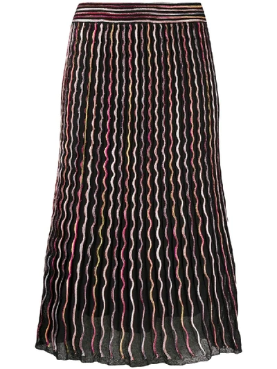 M Missoni Contrast Piped Knit Skirt In Black