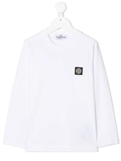 Stone Island Kids' Logo Patch T-shirt In White