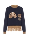 PALM ANGELS PALM ANGELS BEAR FRINGED SWEATER