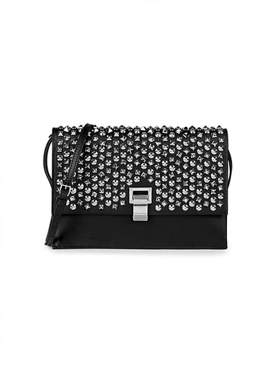 Proenza Schouler Small Lunch Embellished Leather Crossbody Bag In Black