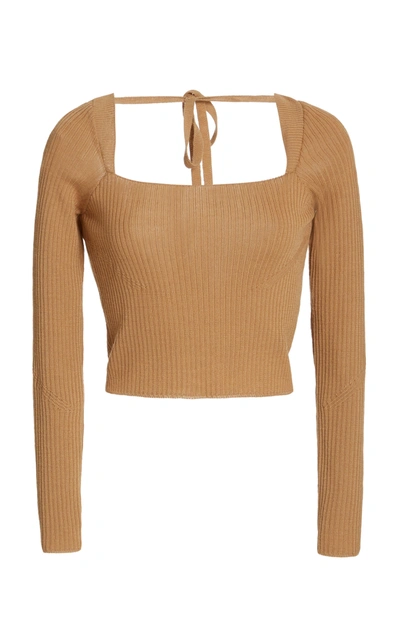 Anna October Cropped Wool-blend Jumper In Gold