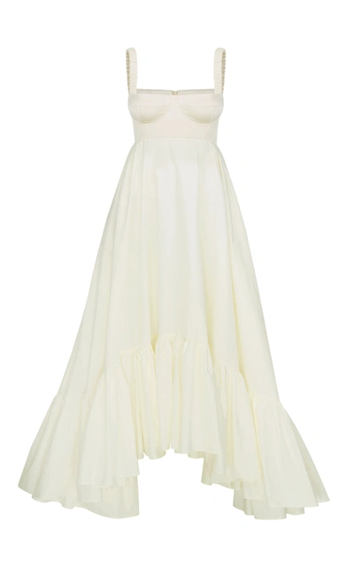Anna October Snowdrop Asymmetric Cotton-blend Maxi Dress In Ivory