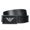 Emporio Armani Eagle Buckle Leather Belt In Black