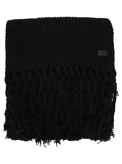 Saint Laurent Knitted Scarf In Black