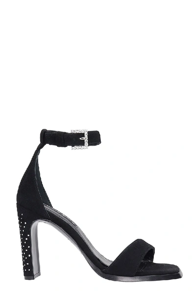 Kate Cate Crystal-embellished Suede Sandals In Black