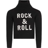 Zadig & Voltaire Girls' Beth Wool Blend Graphic Turtleneck Sweater - Little Kid, Big Kid In Black