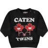 Dsquared2 Black Sweatshirt For Baby Boy With Maple Leaves In Black