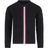 MONCLER BLUE SWEATER FOR BOY WITH ICONIC PATCH,11445679