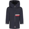 MONCLER BLUE JACKET FOR BOY WITH LOGO,11445672