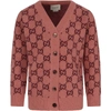 GUCCI PINK CARDIGAN WITH DOUBLE GG FOR GIRL,11445632
