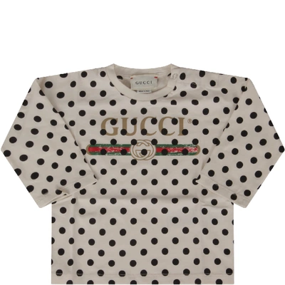 Gucci Ivory T-shirt With Logo For Baby Girl