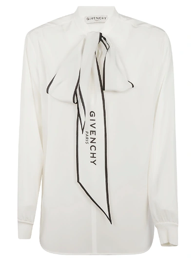 Givenchy Bow-scarf Logo Detail Blouse In Off-white
