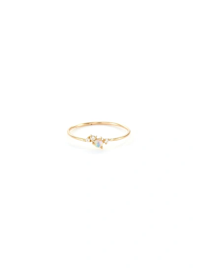 Sarah & Sebastian Tiny Chroma 10k Gold Diamond Opal Ring In Multi-colour