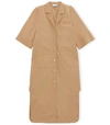 GANNI Ripstop Cotton Chino Shirt Dress in Tannin