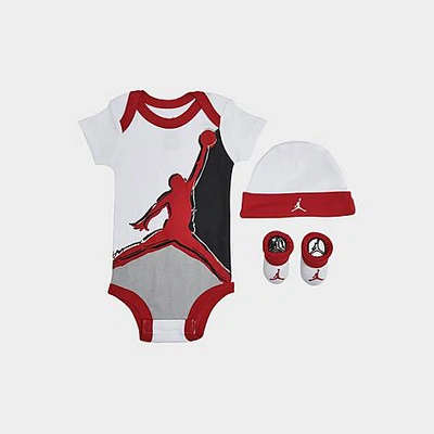 Nike Babies' Jordan Boys' Infant 3-piece Hat And Booties Painted Jumpman Box Set In Red/black/white