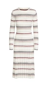 ADAM LIPPES STRIPE LONG SLEEVE FITTED DRESS
