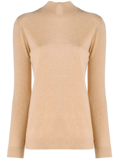 Agnona Cashmere Turtleneck Knit Sweater In Brown