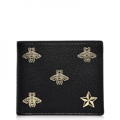 Pre-owned Gucci Bifold Wallet Bee Star Black
