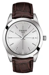 Tissot Gentleman Leather Strap Watch, 40mm In Brown/ Silver