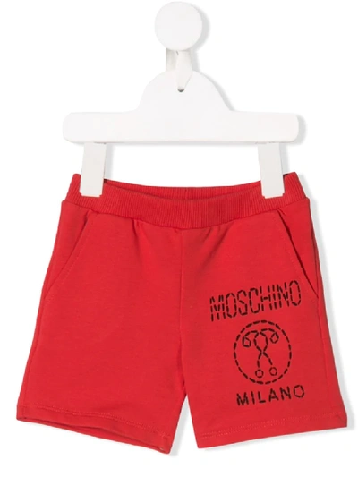 Moschino Babies' Stitch Print Shorts In Red