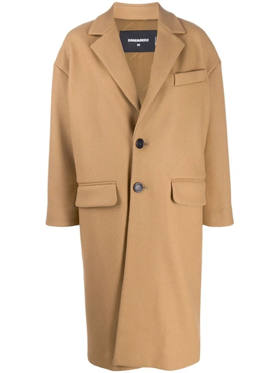 Dsquared2 Tailored Single-breasted Coat In Beige