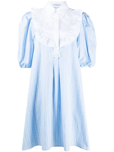 Vivetta Bib Collar Cotton Shirt Dress In Blue