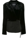 Aganovich Velvet Panel Wrap-around Blazer In Black