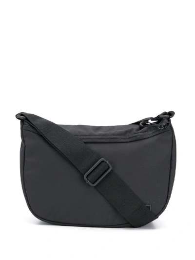 Ganni Recycled Tech Fabric Front Zip Shoulder Bag In Black