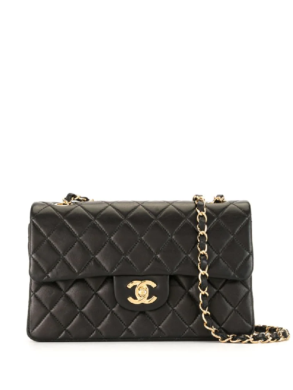 Pre-Owned Chanel 2003 Quilted Double Flap Shoulder Bag In Black | ModeSens
