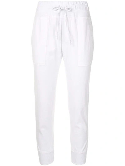 James Perse Jersey-trimmed Cotton-twill Track Pants In White