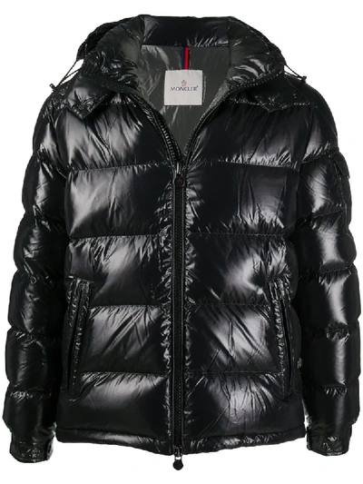 Moncler Men Detachable Hood Padded Down Jacket In Black