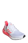 Adidas Originals Women's Ultraboost 20 Low-top Running Sneakers In White/ Signal Pink