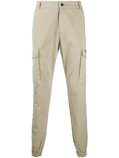 Karl Lagerfeld Logo Print Cargo Trousers In Neutrals