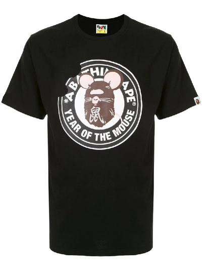 A Bathing Ape Logo Patch T-shirt In Black